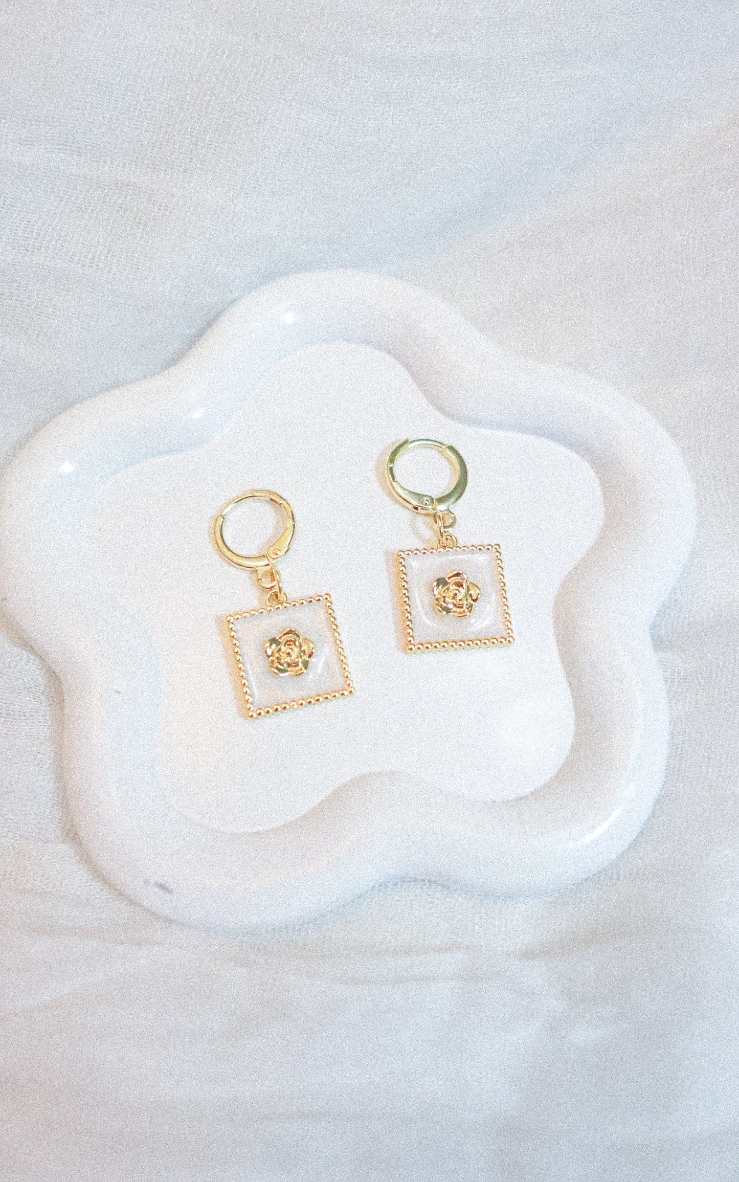 Delicate Rose Dangle Earrings