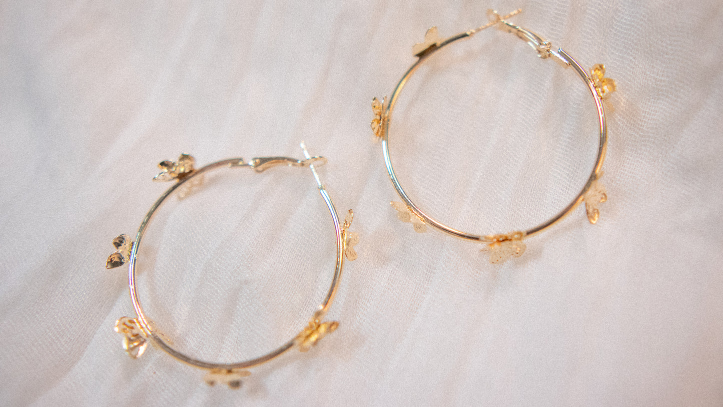 Delicate Butterfly Hoops