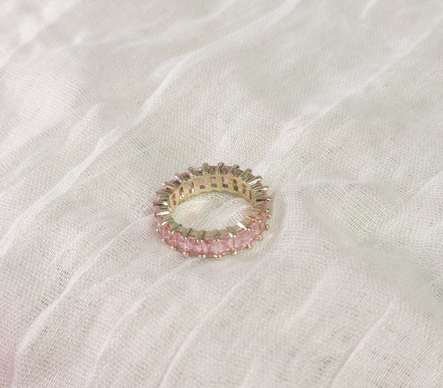 Emerald Cut Pink Eternity Band