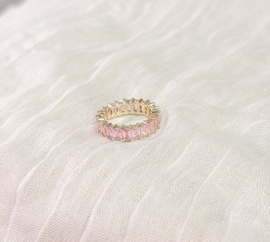 Emerald Cut Pink Eternity Band