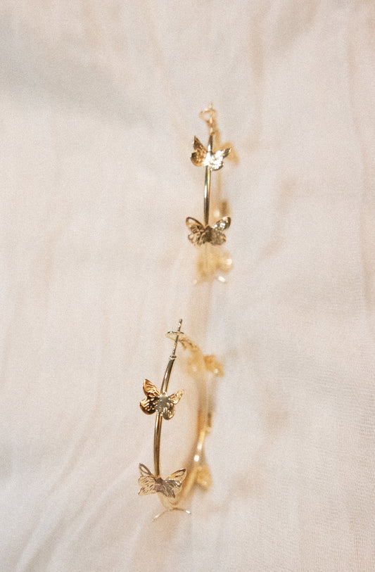 Delicate Butterfly Hoops
