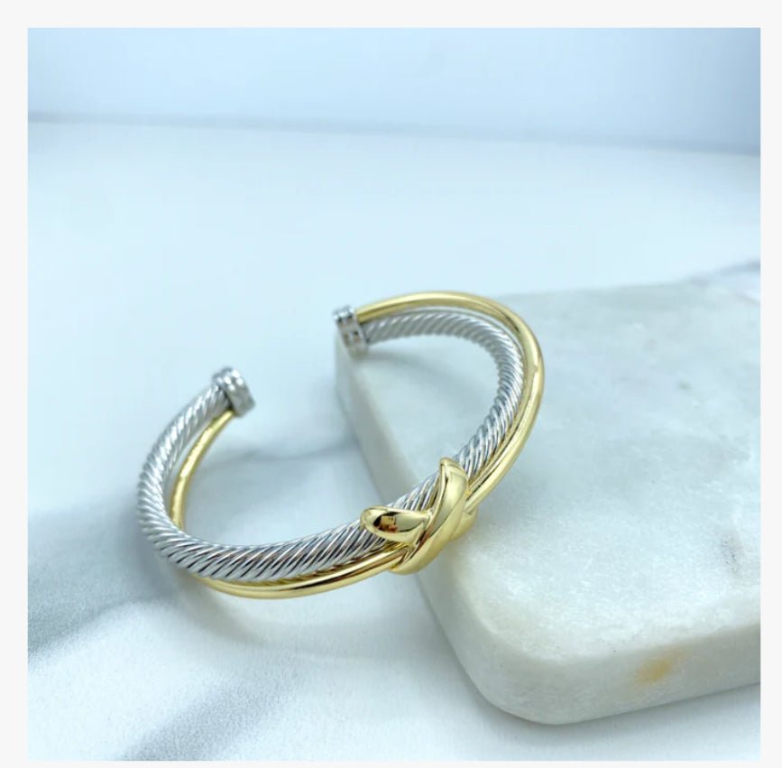 Two Toned Cable Cuff Bracelet